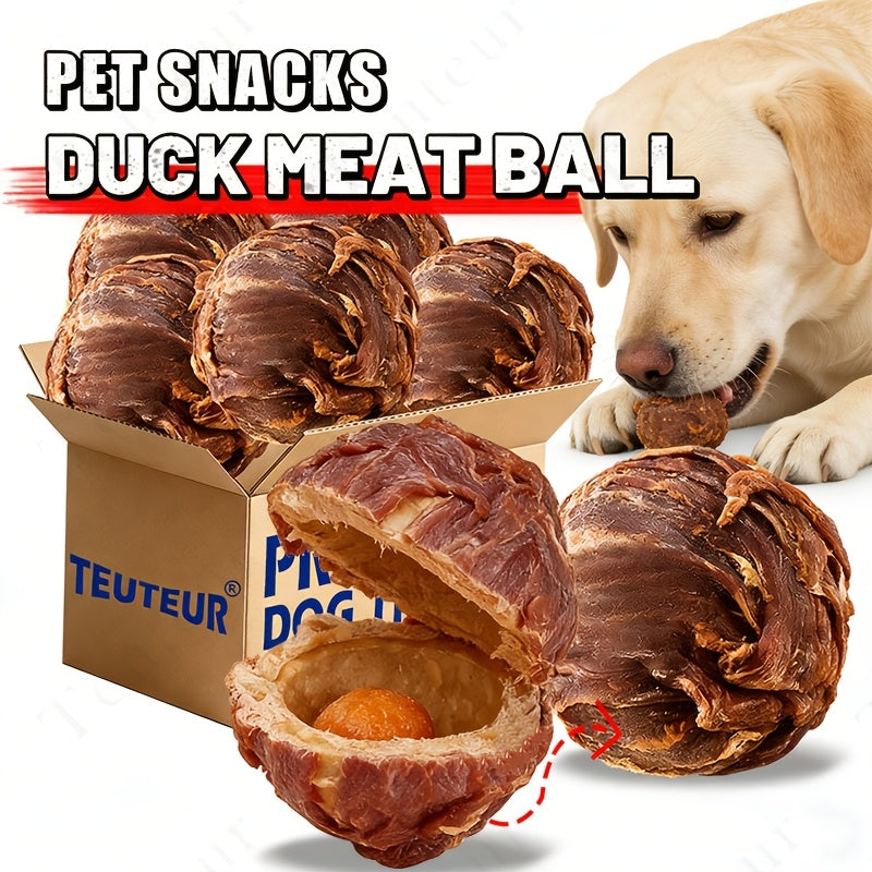 Duck Egg Yolk Dog Treat Balls, 100g Meat-Wrapped Filled Chew Snacks for Supervised Reward Time, Everyday Treats and Dog Lover Gift Baskets