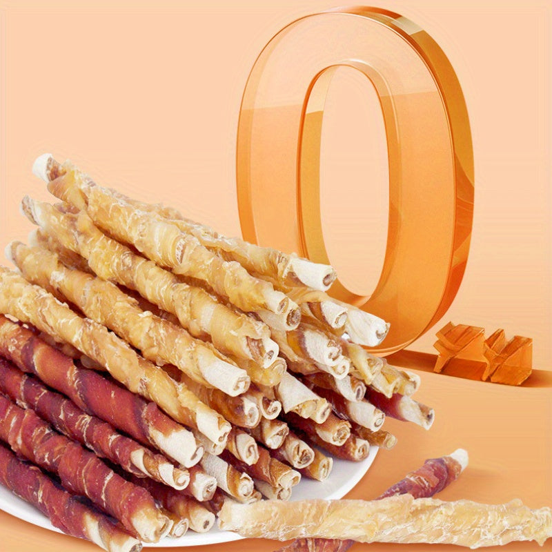Rawhide Dog Treat Sticks with Chicken and Duck Options, Meat-Wrapped Cowhide Chews for Supervised Chewing, Everyday Rewards and Dog Gift Baskets