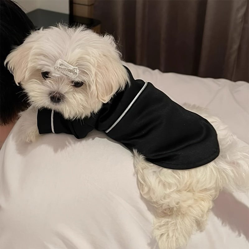 Dog Pajamas for Small Breeds, Soft Stretchable Breathable Pet Sleepwear in Black or Cute White Bear, XS to XL for Cozy Indoor Lounging