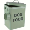 Dog Food Storage Canister with Scoop and Lid, Square Metal Farmhouse Container for Dry Pet Food, Treats and Kitchen Countertop Organization