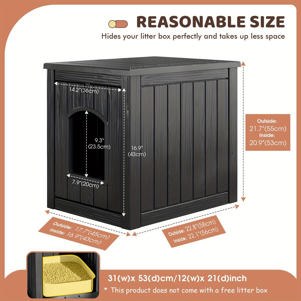 Resin Cat Litter Box with Ventilated House Design, Easy-to-Clean Large-Capacity Pet Enclosure for Small and Medium Pets, TT027 Model Options