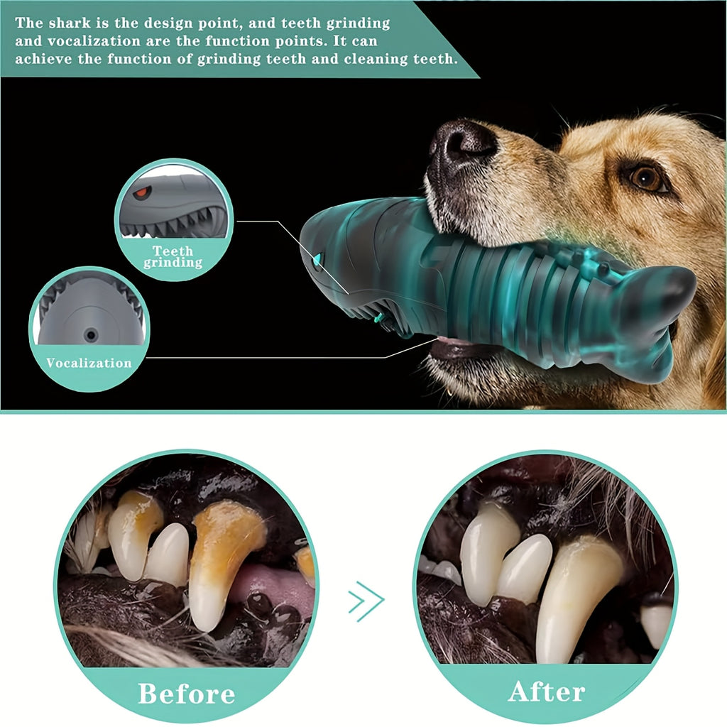 Shark Dog Chew Toy with Squeaker, Milk-Scented Natural Rubber in Large Black Blue Option for Medium and Large Dogs and Supervised Interactive Play
