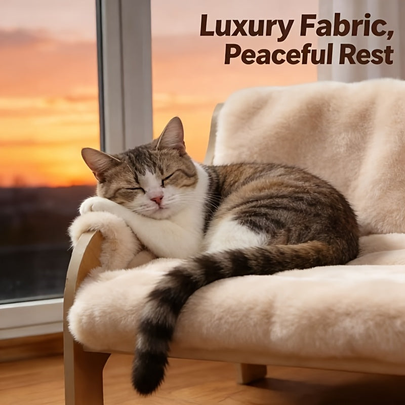 Plush Cat Sofa Bed with Elevated Design, Removable Washable Pet Lounger for Cats and Dogs, Brown Yellow or Grey for Everyday Indoor Rest