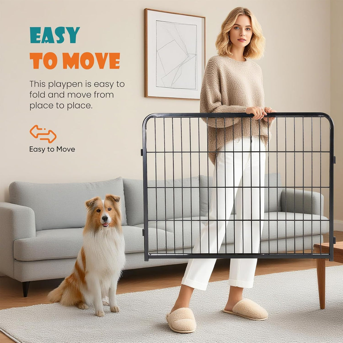 Dog Camping Playpen with Single Door, 8-Panel Foldable Metal Pet Fence in 24 or 40 Inch Options for Indoor Exercise, Outdoor Yards and RV Trips