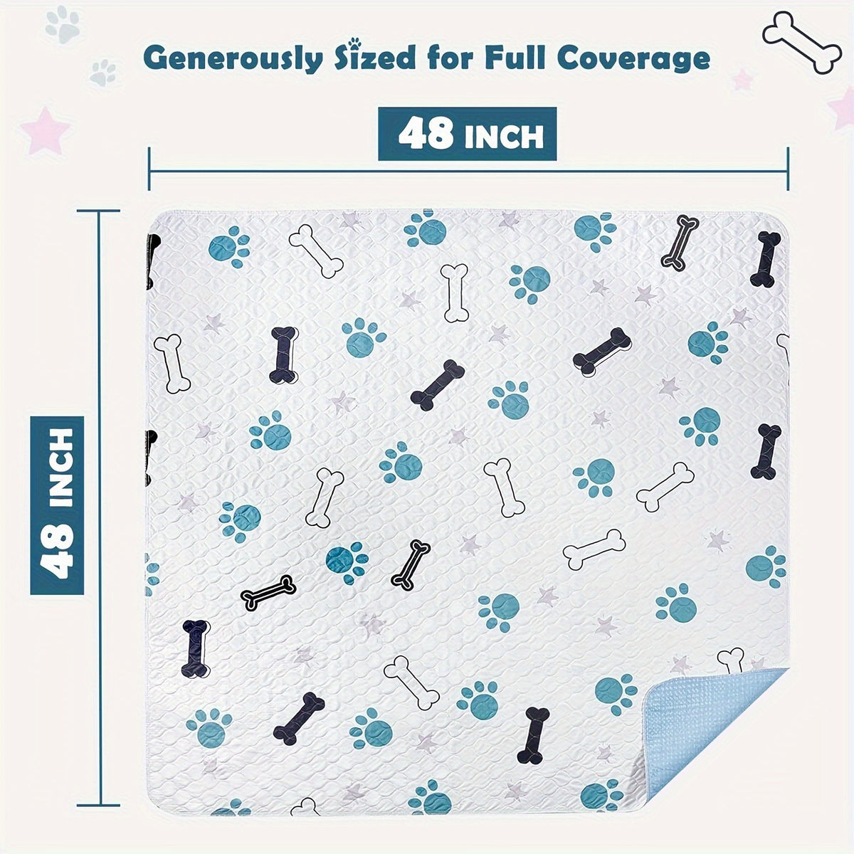Reusable Puppy Training Pads with TPU Waterproof Protection, 4-Layer Washable Non-Slip Dog Pee Mats for Potty Training and Whelping