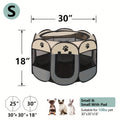 Puppy Playpen for Small Dogs and Kittens, 30-Inch Foldable Oxford Cloth Pet Tent in Beige and Gray for Indoor Play, Outdoor Travel and Camping