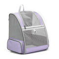 Mesh Cat Carrier Backpack, Foldable Pet Travel Bag with Three-Sided Ventilation, Chest Buckle and Removable Mat for Cats and Small Dogs, Purple or White