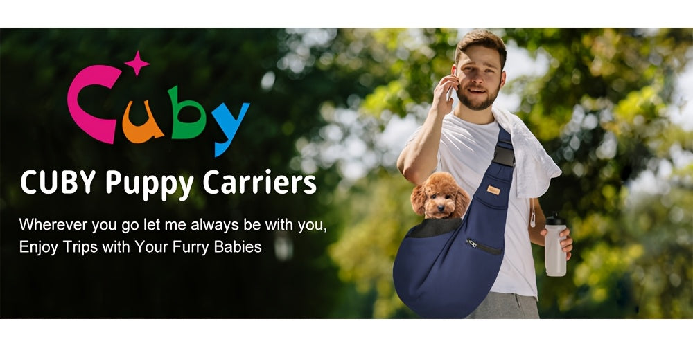 Pet Sling Carrier with Padded Hard Bottom, Adjustable Dog and Cat Shoulder Bag for Carrying Puppies on Everyday Outings, Five Color Options