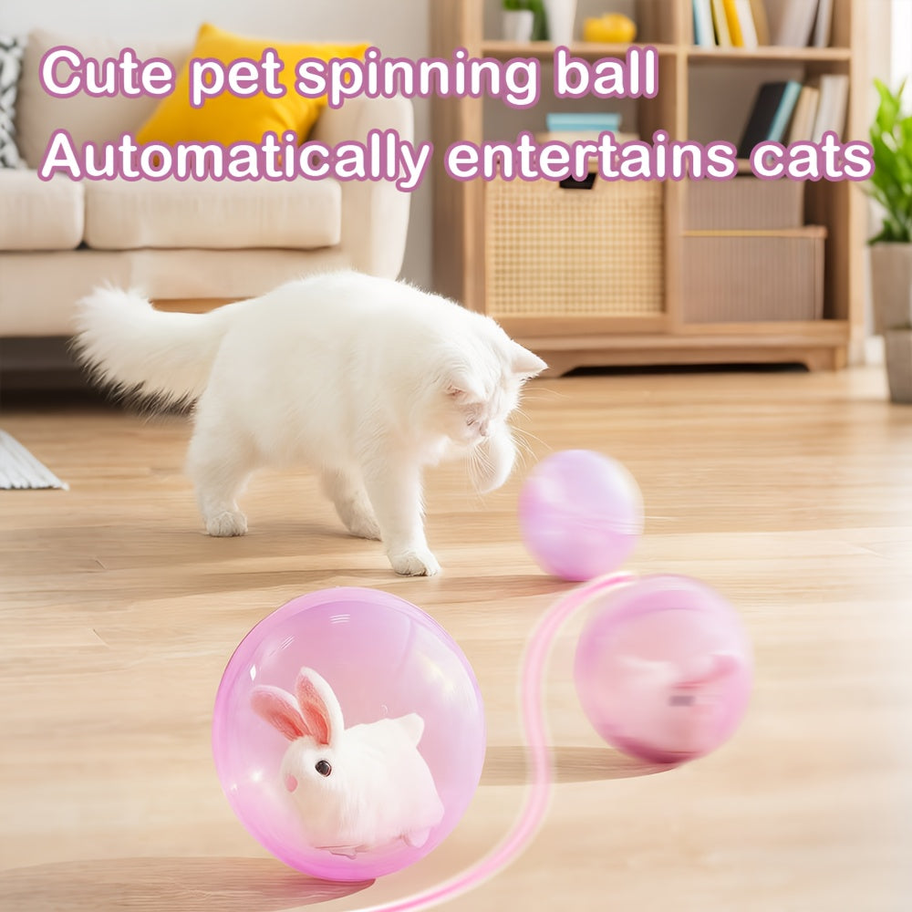Rechargeable Cat Toy Ball with Motion Activated Movement, Automatic Indoor Chase Toy in Blue or Pink with Rabbit or Squirrel Style Options