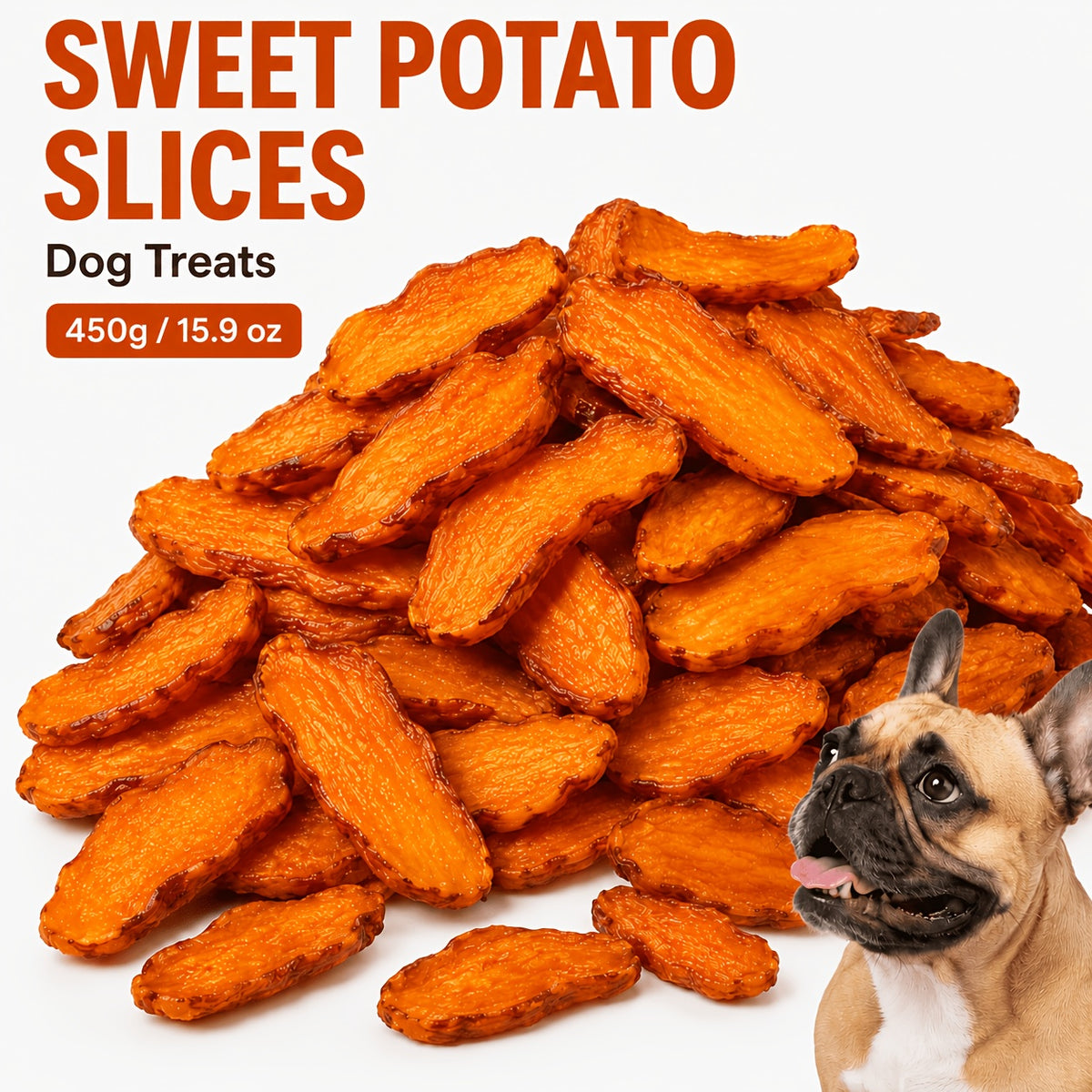 Sweet Potato Dog Treat Slices with 1 lb and 100g Choices, Separate Taro220g and Sweet Potato plus Duck Jerky Options for Supervised Snack Rewards