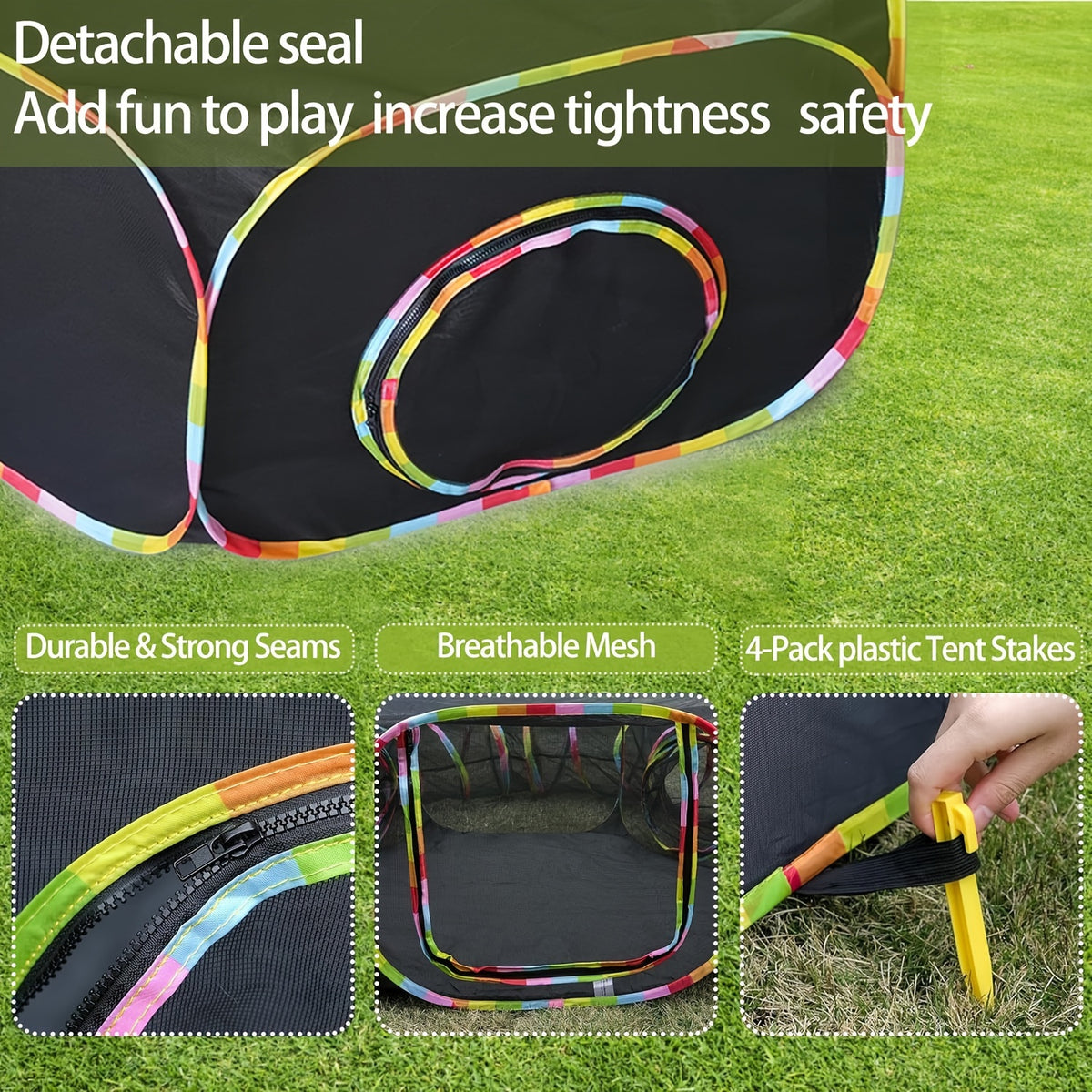 Portable Cat Catio with Circle Tunnel, Rainbow Mesh Tent and Playpen for Indoor Cats and Kittens, Supervised Backyard Exploration with Storage Bag