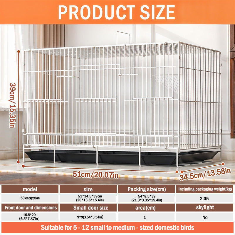 Folding Bird Cage for Indoor Use, Large Bird Housing with 5 Listed Additions, White, Black, Blue or Pink Options for Pet Bird Owners