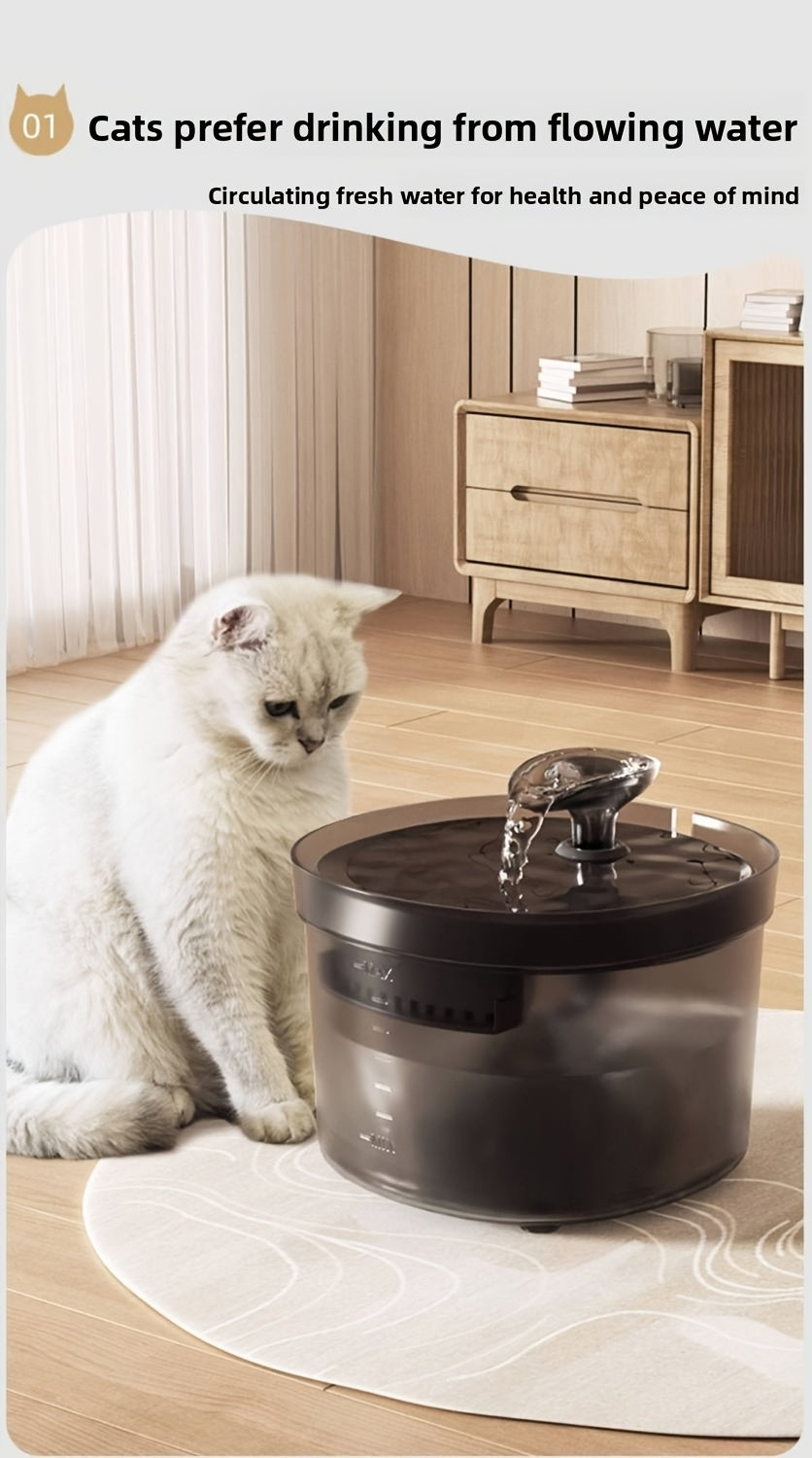 Water Drop Cat Water Fountain 1.5L, Compact Quiet Pet Drinking Dispenser with Visible Water Level and Filter Bundle Options for Small Rooms