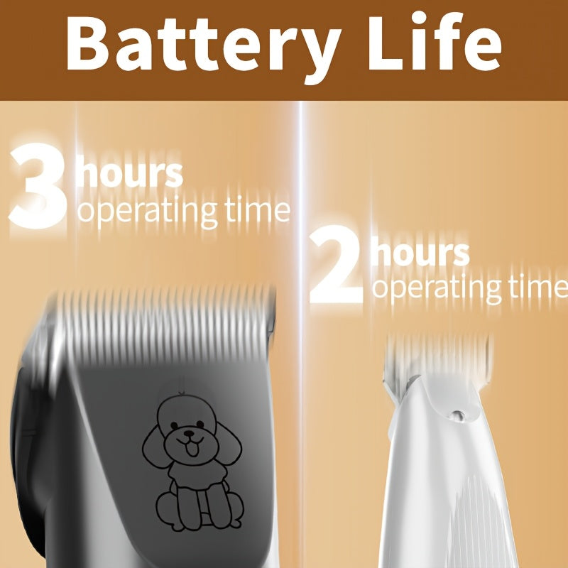 Quiet Dog Grooming Kit with Rechargeable Cordless Clippers, Electric Pet Hair Shaver for Dogs and Cats, Gold, White Kit or Gray Display Options
