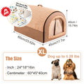 Foldable Indoor Dog House with Lid and Handle, 2-in-1 Brown Pet Tent Cave Bed with Soft Anti-Slip Washable Cushion for Dogs and Cats
