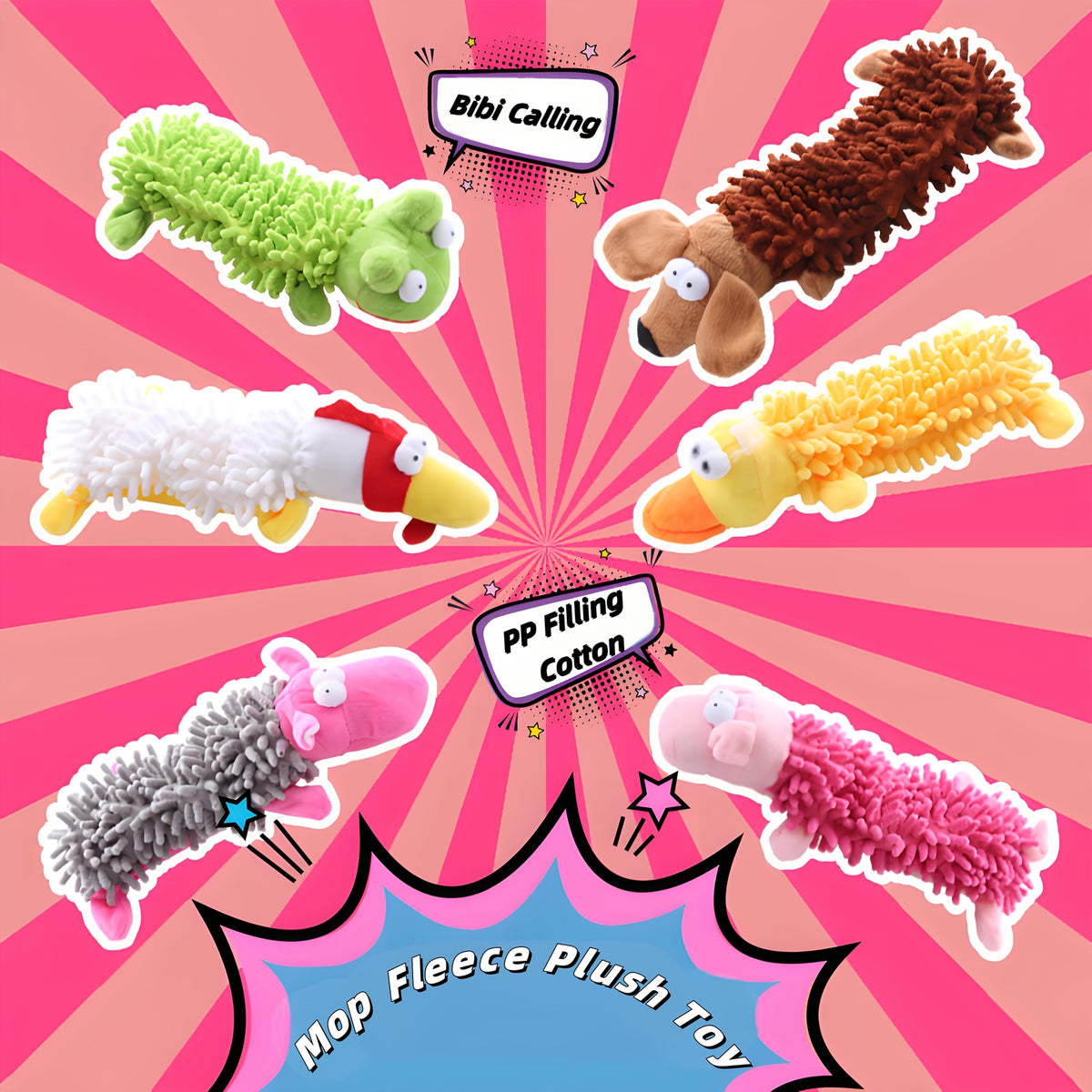 Crinkle Plush Dog Toys 6 Pack, Soft Interactive Squeaky Pet Toy Set for Small and Medium Dogs, Supervised Puppy Training and Indoor Play