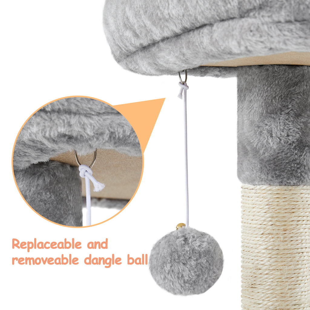 Cat Tree 34.5 Inch with Condo and Basket, Plush Indoor Cat Tower with Nest, Platform, Three Sisal Scratching Posts and Scratching Board in Five Colors