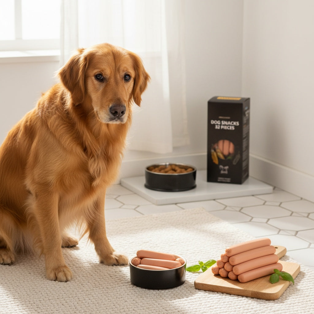 Dog Sausage Snack Packs with Chicken, Duck, Beef and Fish Flavor Options, 16 or 32 Piece Selections and 250g Pack for Everyday Training Rewards