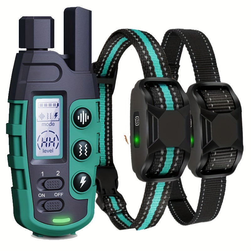 Remote Dog Training Collar 2800ft, Green 2-Dog Option with Vibration and Static Stimulation Modes for Supervised Training Sessions