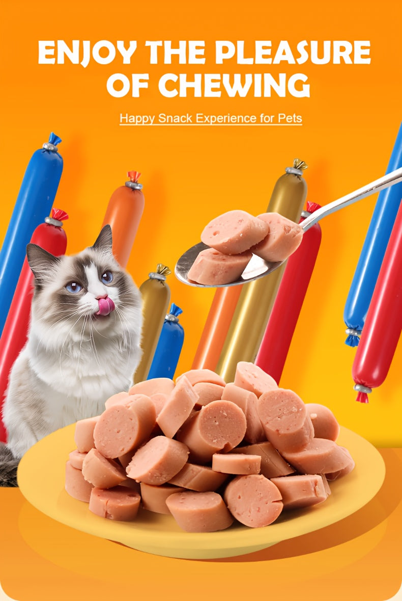 Cat Sausage Treats, Soft Snack Sticks in 16 or 32 Count Packs for Training Rewards and Bonding, Plus Chicken Duck Beef Fish Mixed Flavor Option
