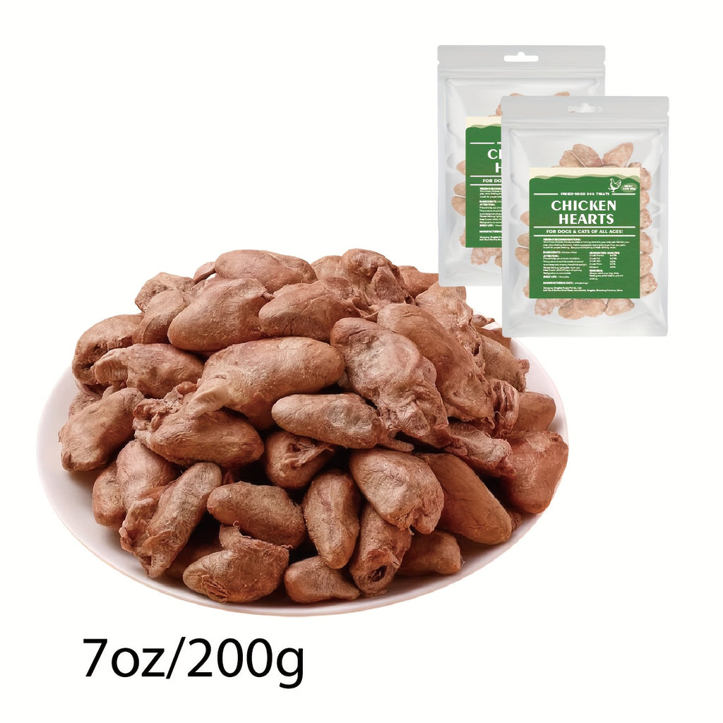 Freeze Dried Chicken Heart Dog Treats, Single Ingredient Grain-Free Raw Snacks for Training Rewards and Food Toppers, 200g or 300g