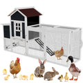 Wooden Chicken Coop with Run and Nesting Box, Raised Backyard Hen House with Access Ramp, Removable Cleaning Tray and Optional Wheeled Models