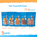 Dog Treat Snack Selection with 17.6oz Five-in-One Combo or 3.53oz Chicken Milk Stick Option for Supervised Rewards and Everyday Treat Time