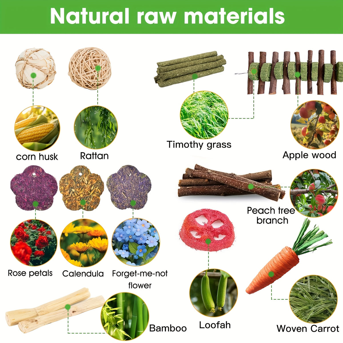 Timothy Hay Treats Variety Pack for Rabbits, Guinea Pigs and Hamsters, 21 Assorted Hay Sticks and Cakes with Carrot and Strawberry Styles