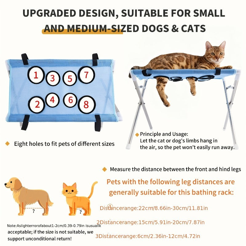Pet Nail Trimming Hammock Set with Stainless Steel Clippers, 2-Piece Foldable Mesh Grooming Support for Cats and Dogs, Black or Blue for At-Home Care