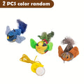 Chirping Bird Cat Toys, 2-Pack Feather Kicker Toys with Pet Herb for Interactive Hunting Play, Kitten and Adult Cat Enrichment, Random Colors