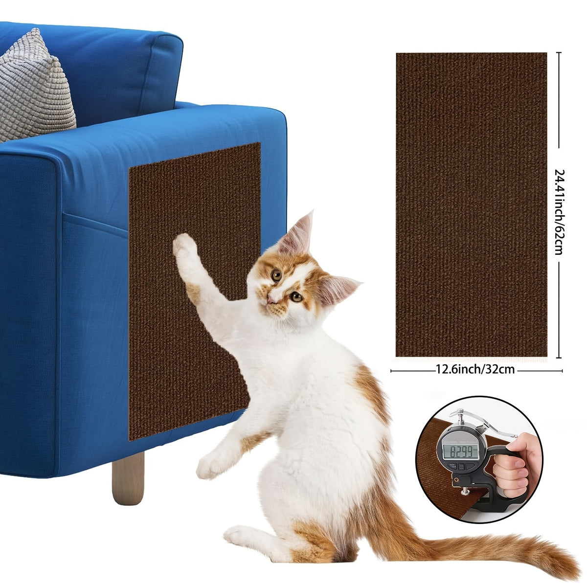 Self-Adhesive Cat Scratch Furniture Protector, Trimmable Scratching Mat for Sofa and Wall Coverage, Three Size Options and Eight Colors
