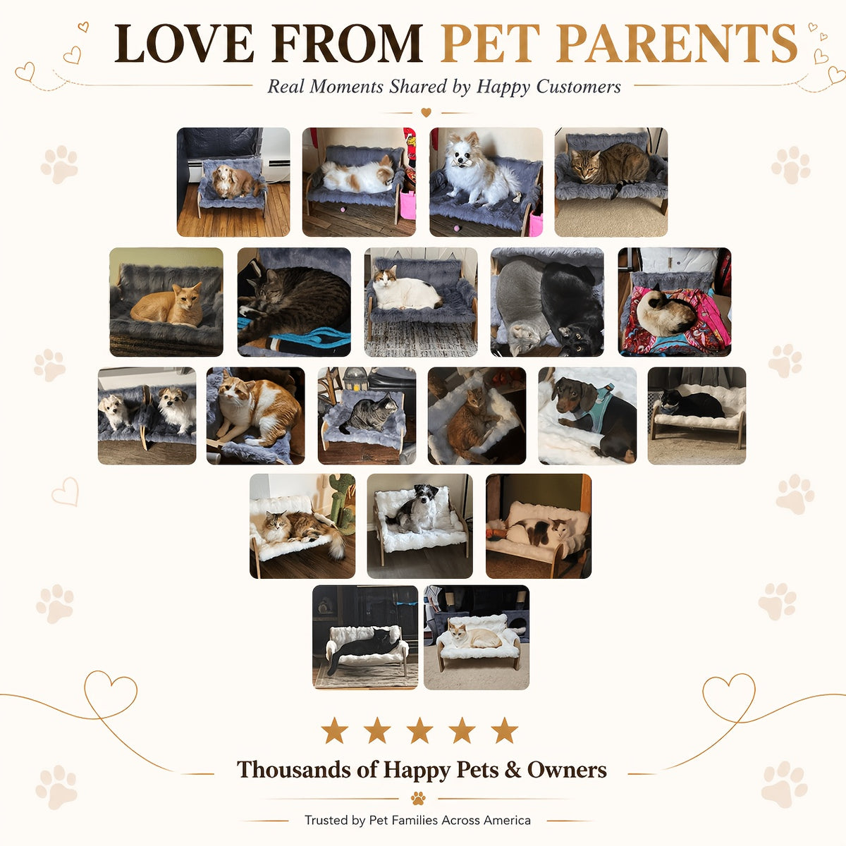 Pet Sofa Bed for Cats and Small Dogs, Elevated Lounge Furniture Listing with White, Grey and Bamboo Mat Style Options for Home Rest