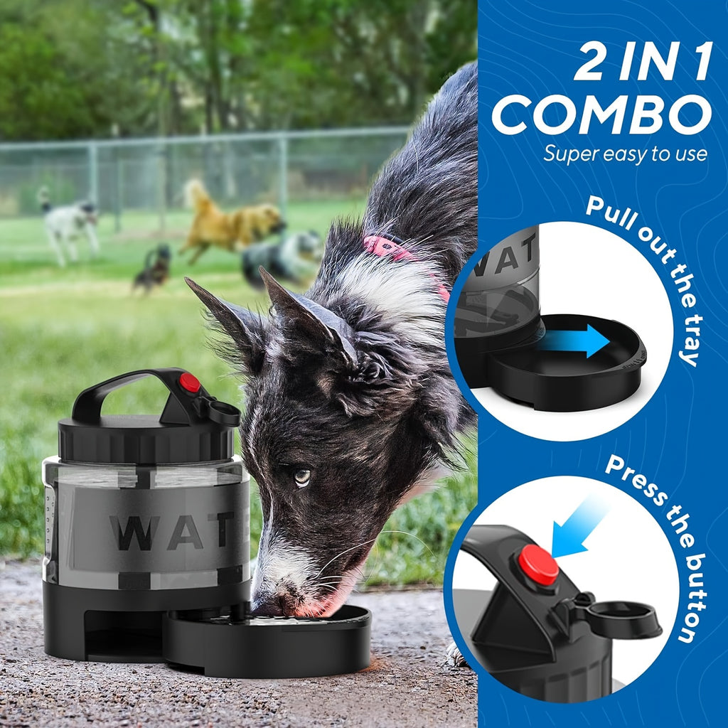 Large Capacity Dog Water Bottle, 54 oz BPA-Free Portable Pet Water Dispenser in Black for Hiking, Camping, Road Trips and Dog Park Visits
