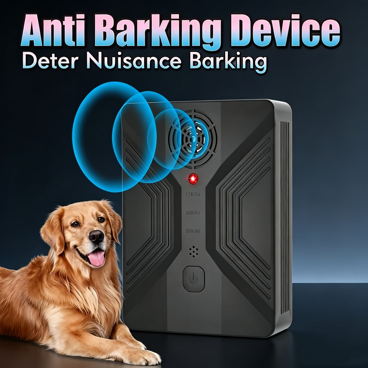 Automatic Ultrasonic Bark Deterrent with 3 Modes, USB Rechargeable Black Bark Box with Listed 55ft Range for Supervised Dog Behavior Management