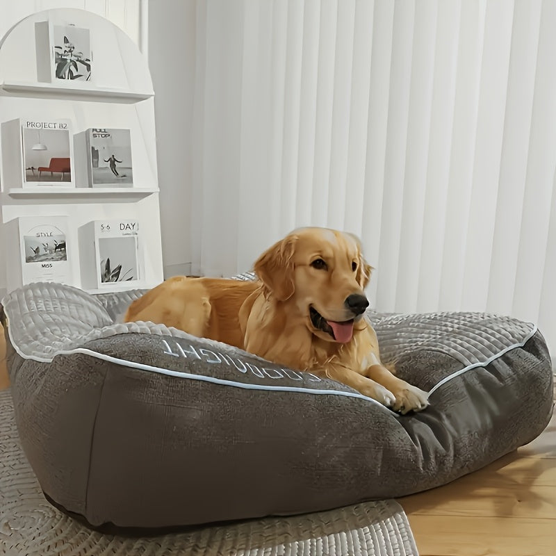 Thickened Dog Bed in Grey, Washable Non-Removable Pet Sleeping Bed for Cats and Small to Large Dogs, Four Sizes for Cozy Fall and Winter Rest