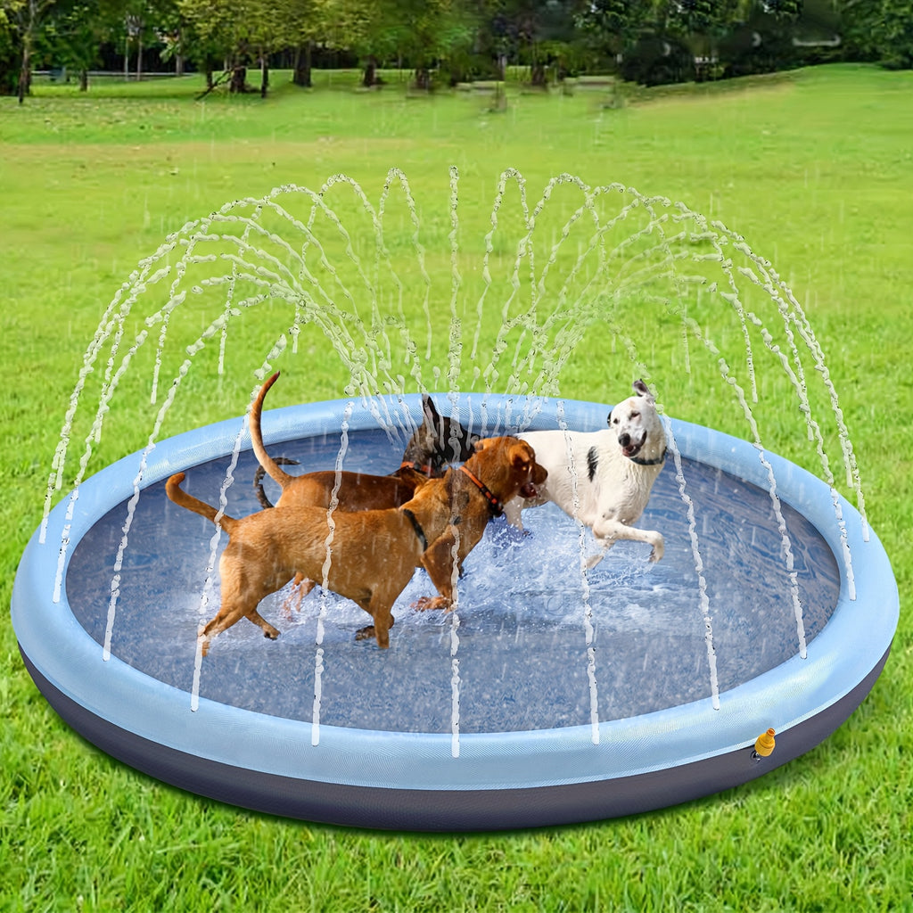 Dog Splash Pad Sprinkler Pool for Summer, Heavy-Duty Non-Slip Outdoor Water Play Mat for Large Dogs and Multi-Pet Homes, Blue Backyard Sprinkler in 67, 75, 87 or 97 Inch