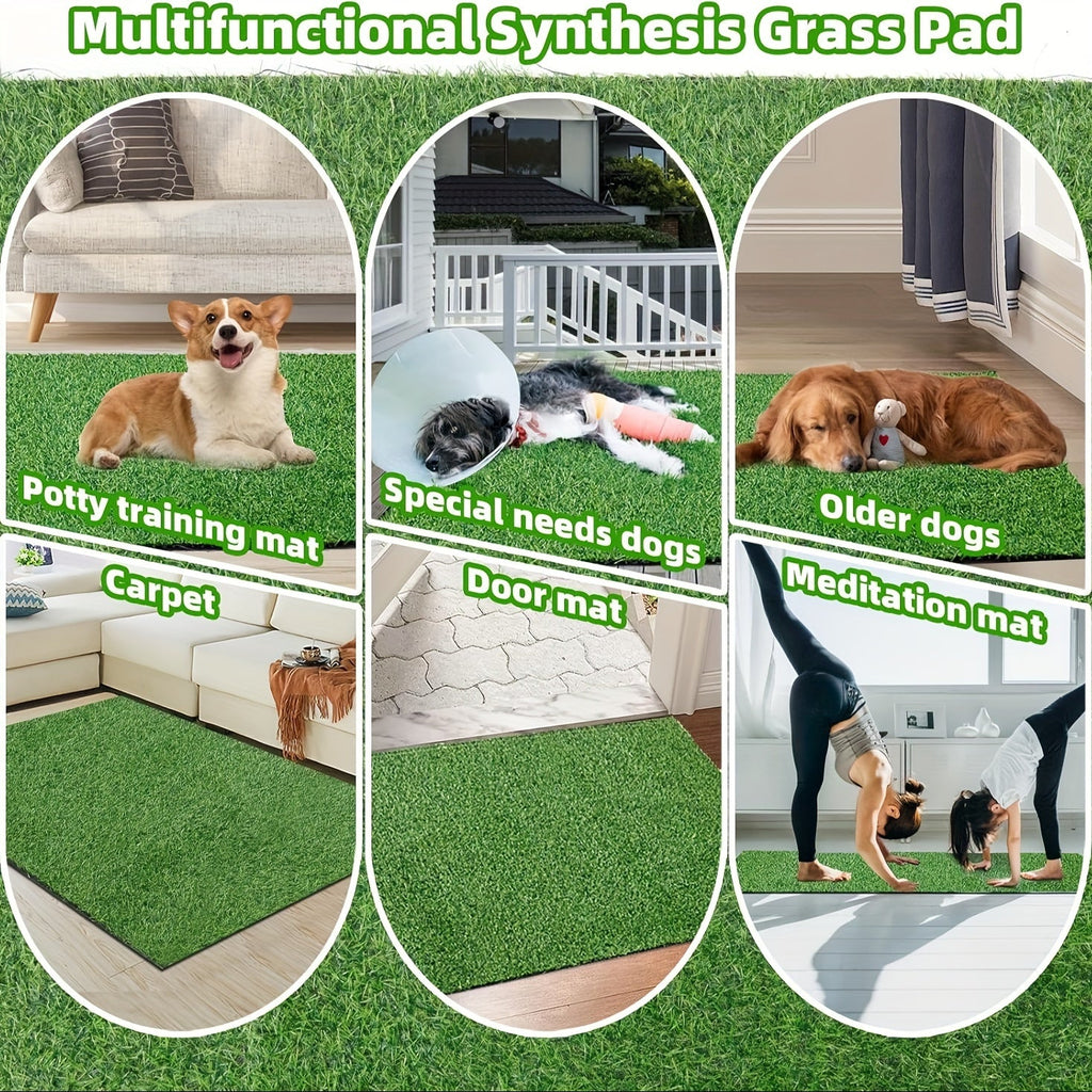 Dog Potty Grass Pad with Drainage Holes, Washable Artificial Turf for Indoor and Outdoor Puppy Training, 39 x 24.4 Inch or Smaller 2-Pack Options
