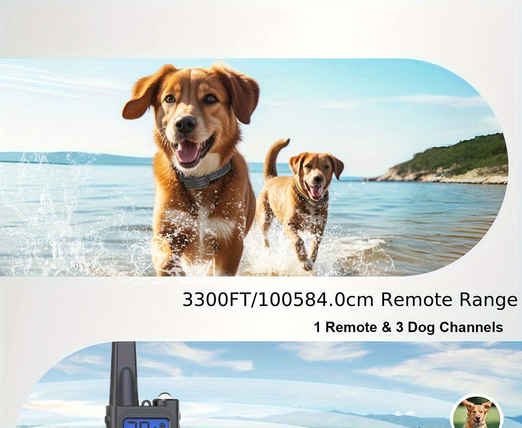 Dog Training Collar 3300ft Remote Range, Beep, Vibration and Static Modes for Dogs 5–120 lbs, One-Size Options for 1, 2 or 3 Dogs