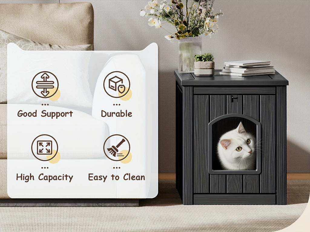 Resin Cat Litter Box with Ventilated House Design, Easy-to-Clean Large-Capacity Pet Enclosure for Small and Medium Pets, TT027 Model Options