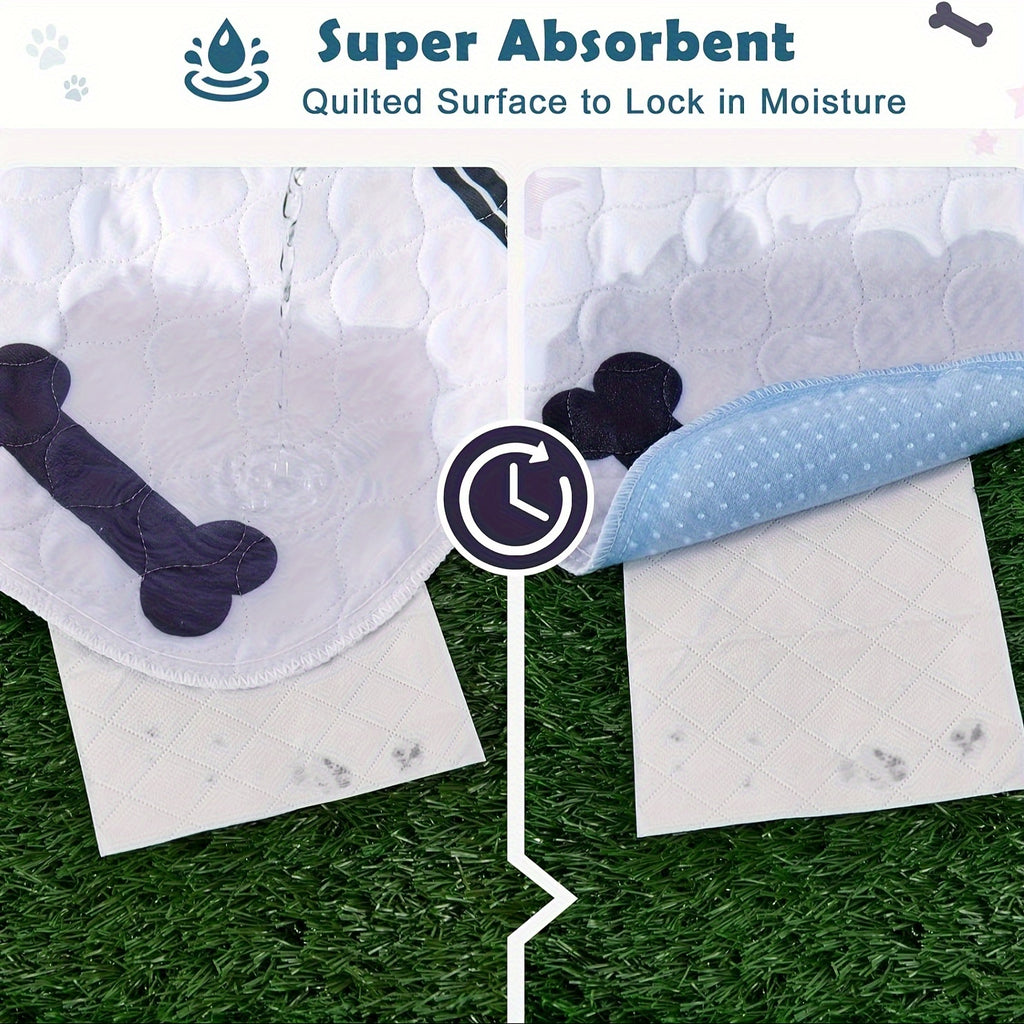 Reusable Puppy Training Pads with TPU Waterproof Protection, 4-Layer Washable Non-Slip Dog Pee Mats for Potty Training and Whelping