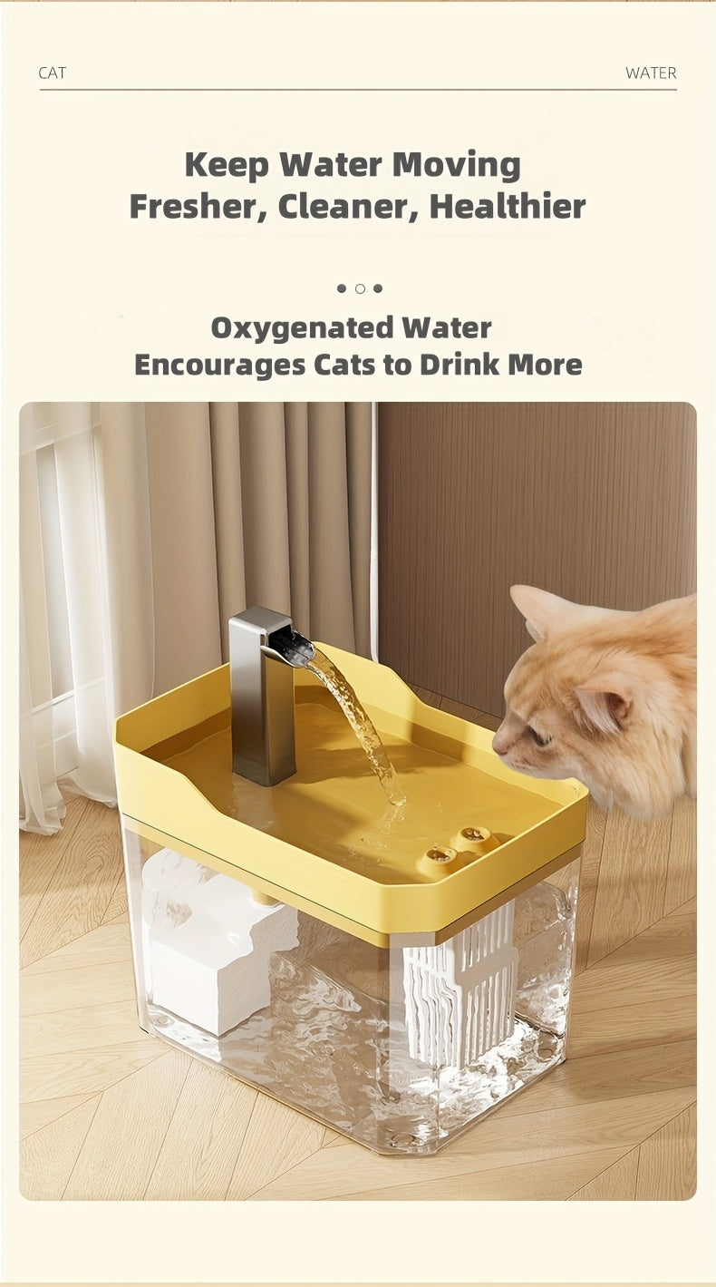 USB Cat Water Fountain with 4-Stage Filtration, Quiet Automatic Circulating Pet Drinking Dispenser for Cats and Dogs with Visible Water Level Window