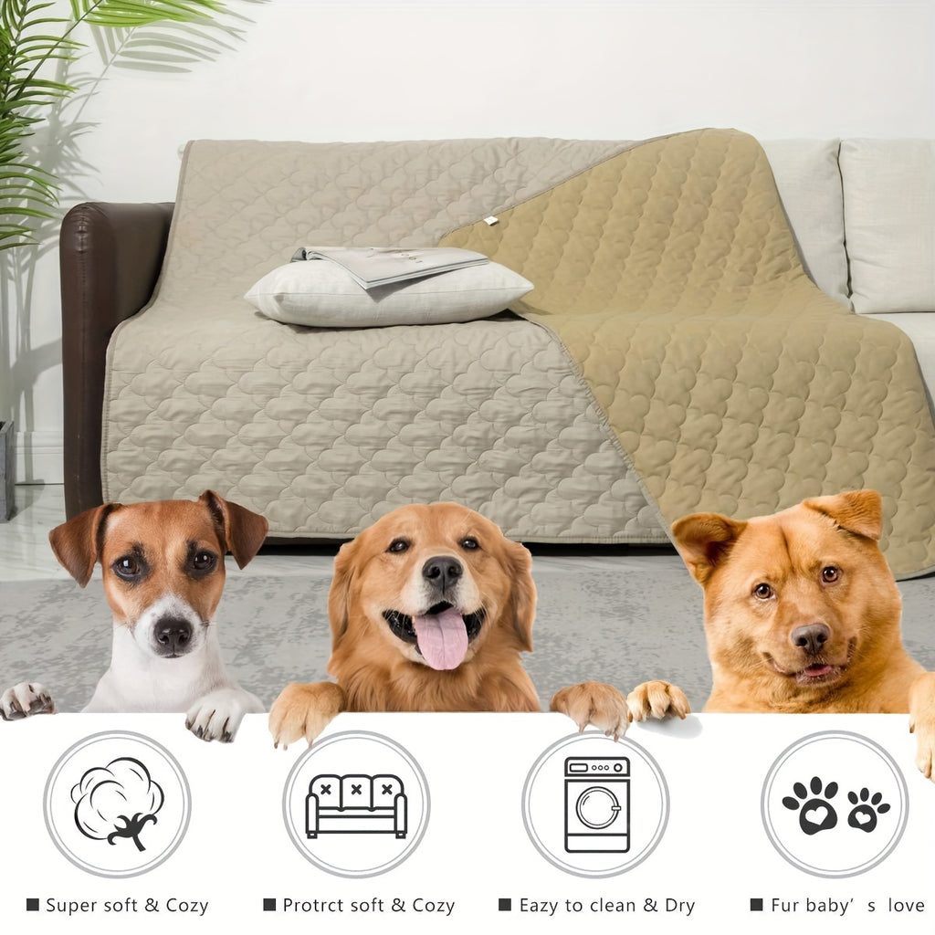 Washable Dog Blanket for Couch and Bed, Reversible Reusable Pet Furniture Protector for Puppies, Large Dogs and Cats, Single Pack