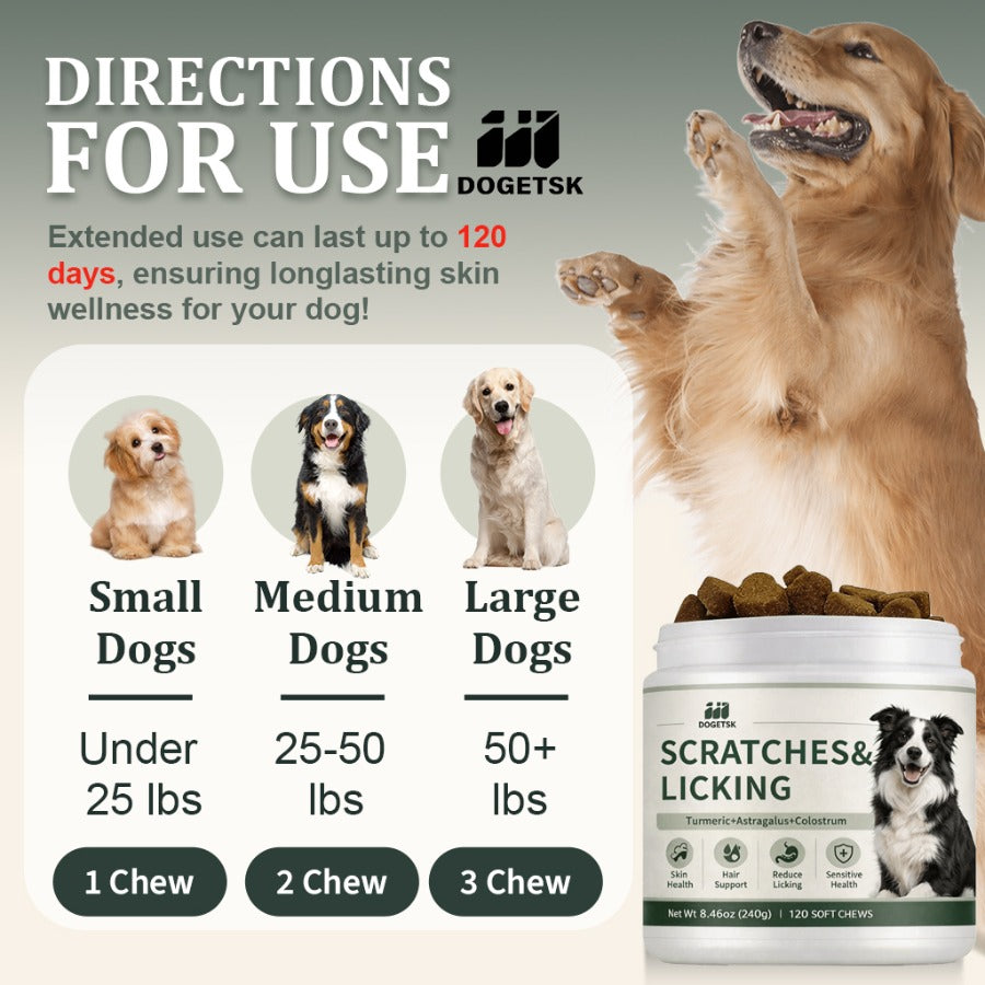 Omega 3 Chewable Tablets for Dogs, Chicken Flavor Canine Supplement with Listed Probiotics and Omega Fatty Acids for Skin and Coat Care Routines