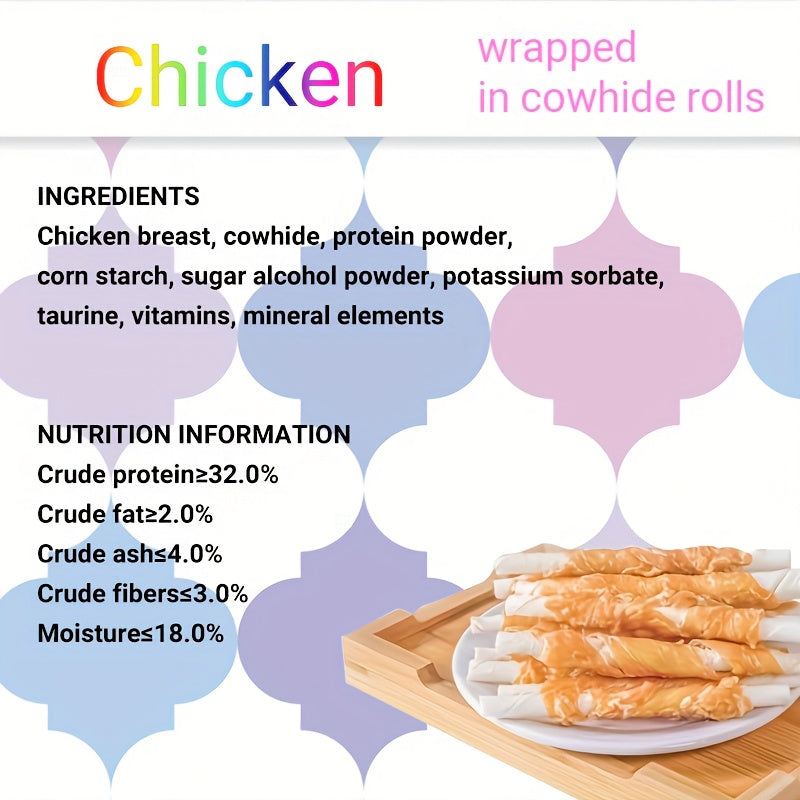 Beefhide Dog Chews Long Lasting, Chicken and Duck Wrapped Rawhide Bones for Teeth Cleaning and Boredom Relief, High Protein Chew Treats for Small Medium Large Dogs, Individually Wrapped Dog Snacks for Daily Chewing