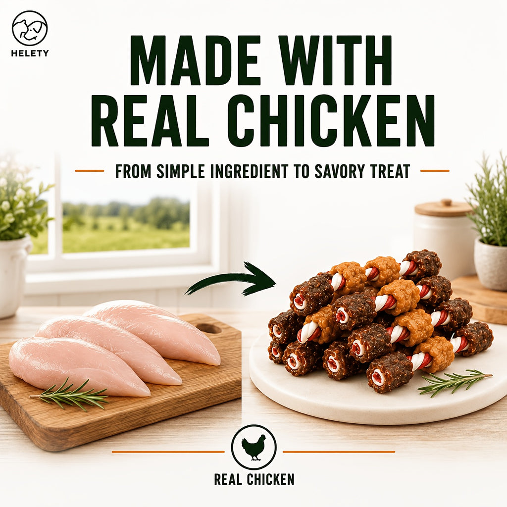 3-in-1 Dog Treat Skewers with Chicken Sausage, Duck Jerky and Bone-Shaped Chews, Mixed-Texture Snacks for Supervised Rewards and Treat Time