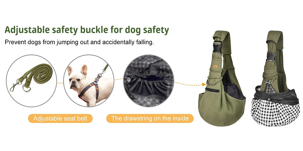 Pet Sling Carrier with Padded Hard Bottom, Adjustable Dog and Cat Shoulder Bag for Carrying Puppies on Everyday Outings, Five Color Options