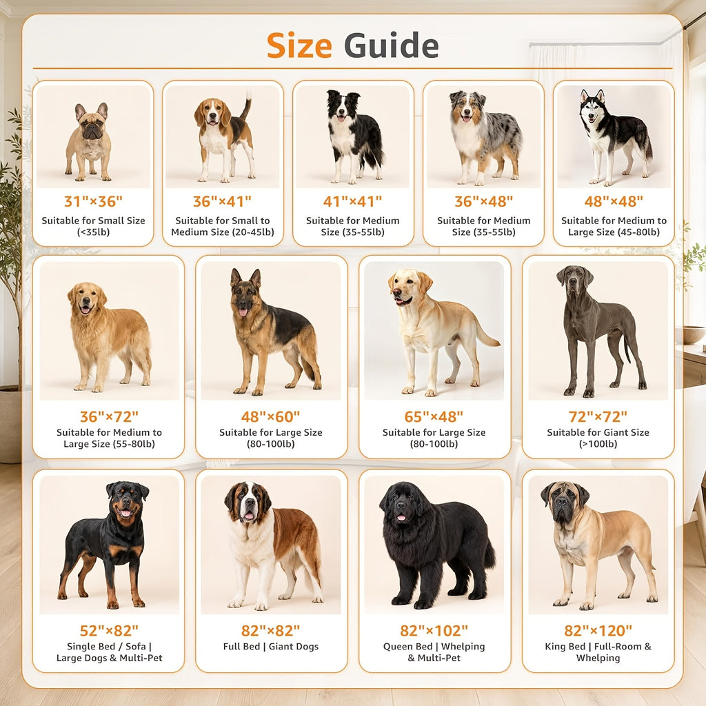 Washable Pee Pads for Dogs 2 Pack, Four-Layer Reusable Non-Slip Puppy Training and Whelping Mats in Six Sizes for Crates, Playpens and Floors