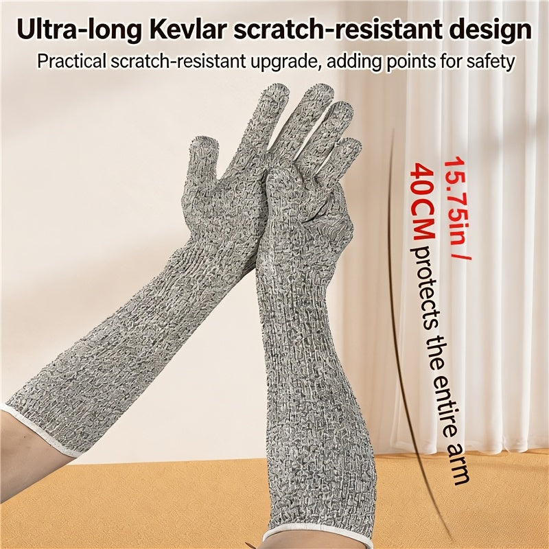 Cat Grooming Gloves with Long Arm Coverage, 6-Piece Scratch-Resistant Set for Nail Trimming, Bathing and Gentle Dog and Cat Handling