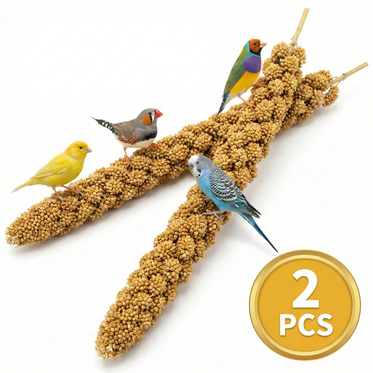 Millet Spray for Birds, Golden Seed Treats for Parakeets, Budgies, Cockatiels, Finches and Canaries, 5 lb Bulk or 2 Long Spray Options