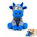 Squeaky Cow Dog Toy in Blue and Gray, Battery-Free Plush Puppy Toy for Small and Medium Dogs, Supervised Gentle Tug and Interactive Play